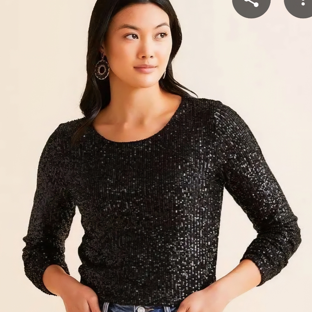 Cable & Gauge Black Sequin Blouse